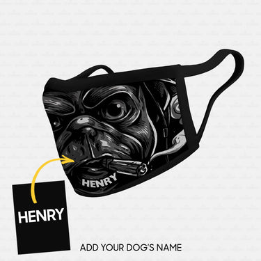 Personalized Dog Gift Idea - Dog Smoking And A Card On The Hat Zoom In For Dog Lovers - Cloth Mask